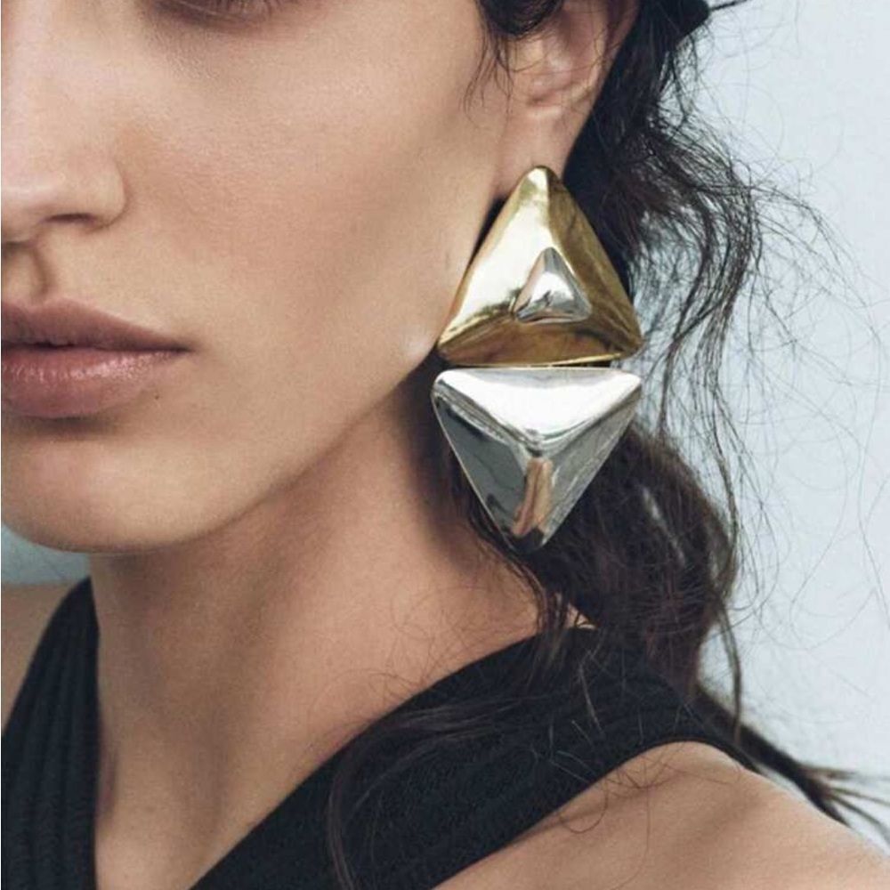 Gold and Silver Geometric Earrings S1213